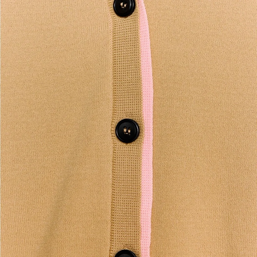 Zara | V neck cardigan with short sleeves Front button closure Double-layer trim - Picture 6 of 8